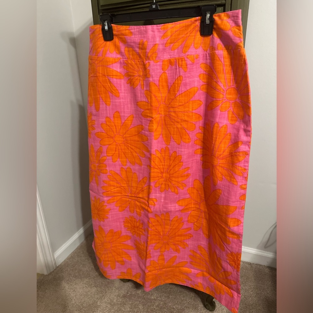 Ivy Jane Pink and Orange Floral Maxi Skirt
